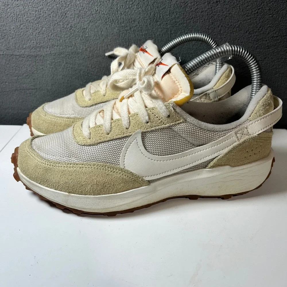Nike Waffle Debut Pale Ivory Moss Green Sneakers DX2931-001 Womens 6.5